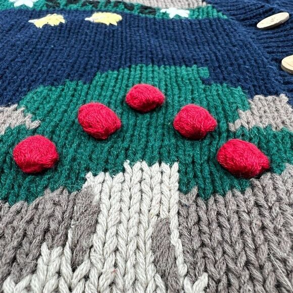 Christopher & Banks Vintage Hand Embroidered Four Seasons Wool Sweater Vest Sz L - Picture 10 of 16